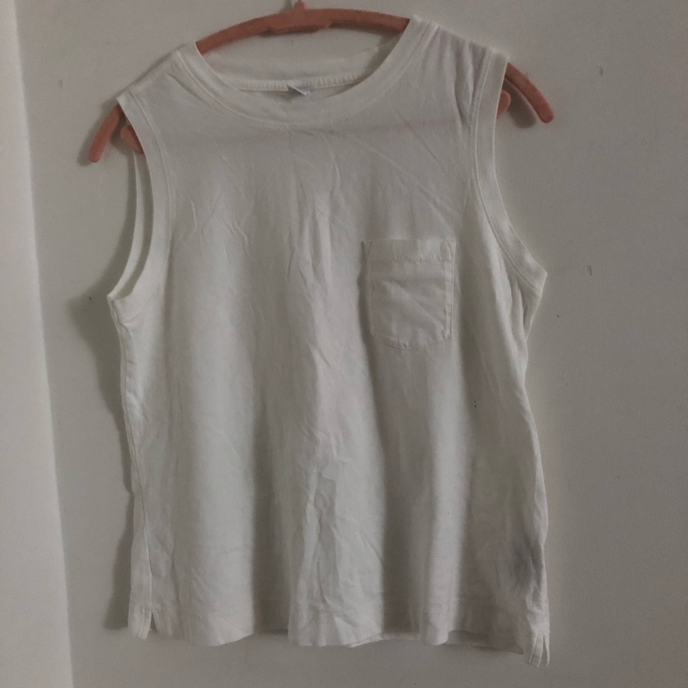 Old Navy 100% Cotton White/Cream Sleeveless Muscle Tee/Tank Top
Size-S